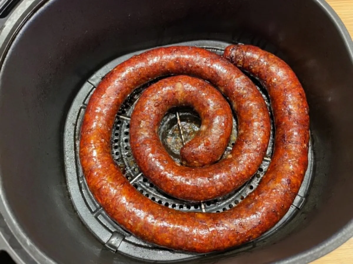 Kolbász air fryerben, ropogósra sütve