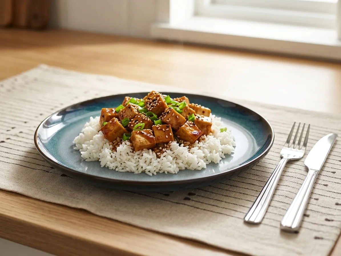Teriyaki tofu air fryerben